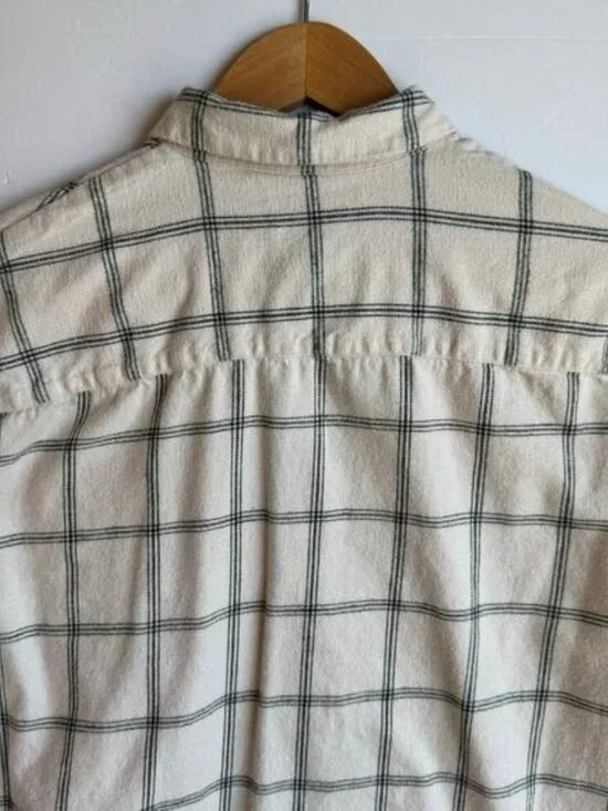 Madewell Plaid Button Down Shirt Window Pane Plaid Long Sleeve Medium Cream - Picture 5 of 14